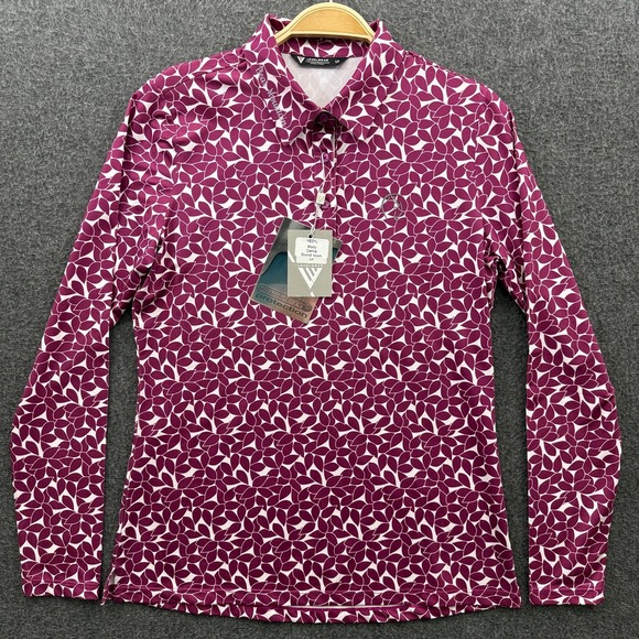 Levelwear Tops - Levelwear Polo Shirt Womens Small Bear Mountain Golf Top Red Floral Long Sleeve